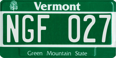 VT license plate NGF027