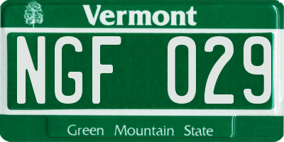 VT license plate NGF029
