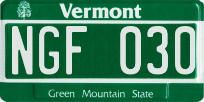 VT license plate NGF030