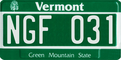 VT license plate NGF031