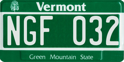 VT license plate NGF032