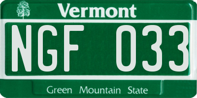 VT license plate NGF033