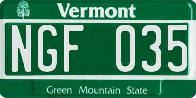 VT license plate NGF035