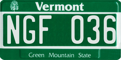 VT license plate NGF036