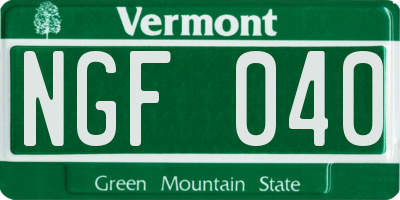 VT license plate NGF040