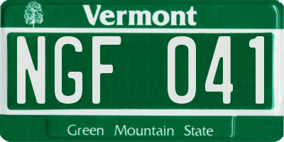 VT license plate NGF041