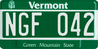 VT license plate NGF042