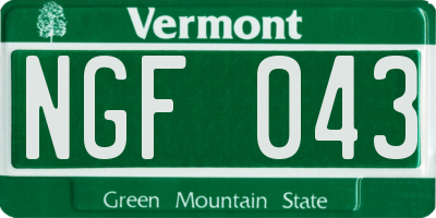VT license plate NGF043
