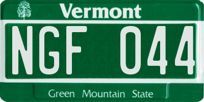 VT license plate NGF044