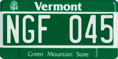 VT license plate NGF045