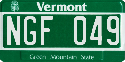 VT license plate NGF049