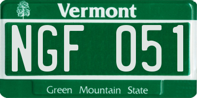 VT license plate NGF051