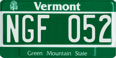 VT license plate NGF052