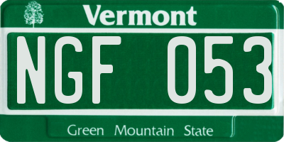 VT license plate NGF053