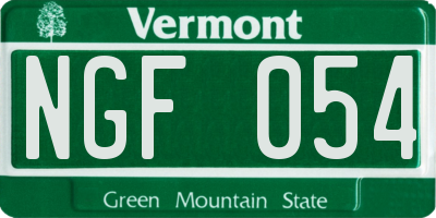 VT license plate NGF054