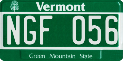 VT license plate NGF056