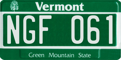 VT license plate NGF061