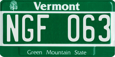 VT license plate NGF063