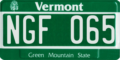 VT license plate NGF065