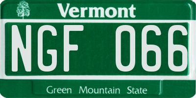 VT license plate NGF066