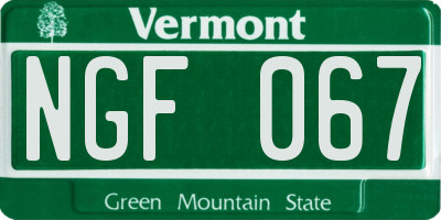VT license plate NGF067