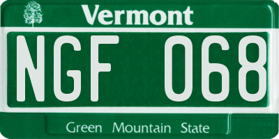 VT license plate NGF068