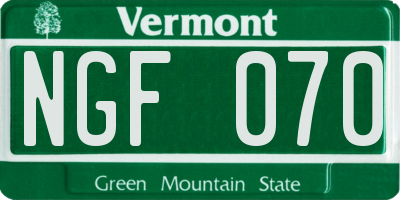 VT license plate NGF070
