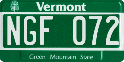 VT license plate NGF072