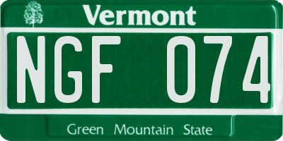 VT license plate NGF074