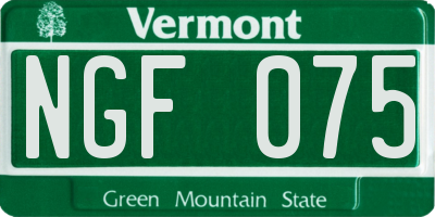 VT license plate NGF075