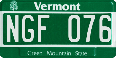 VT license plate NGF076