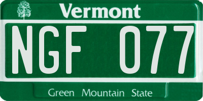 VT license plate NGF077