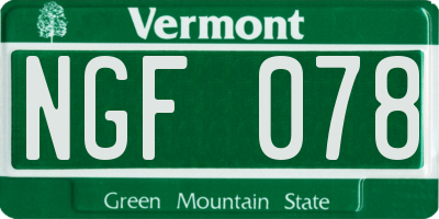 VT license plate NGF078