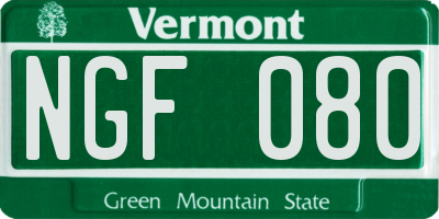 VT license plate NGF080