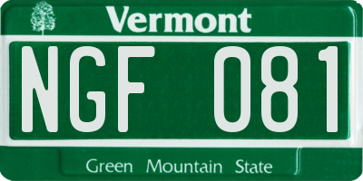VT license plate NGF081