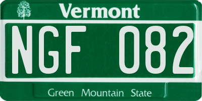 VT license plate NGF082