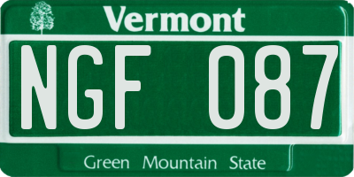 VT license plate NGF087