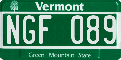 VT license plate NGF089