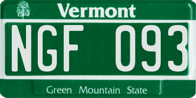 VT license plate NGF093