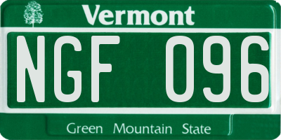 VT license plate NGF096