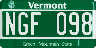 VT license plate NGF098