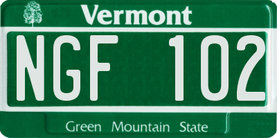 VT license plate NGF102