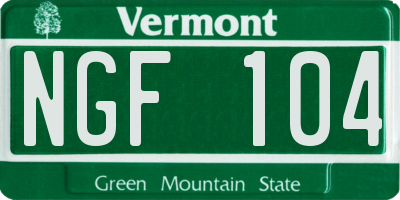 VT license plate NGF104