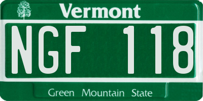 VT license plate NGF118