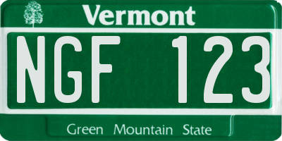 VT license plate NGF123