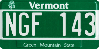 VT license plate NGF143