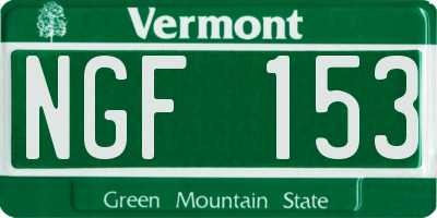 VT license plate NGF153