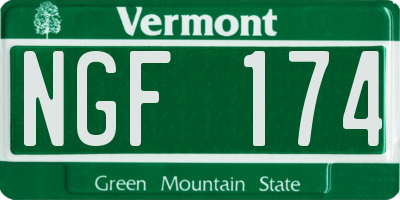 VT license plate NGF174
