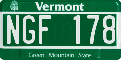 VT license plate NGF178