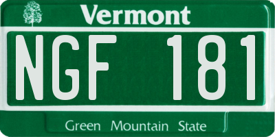 VT license plate NGF181